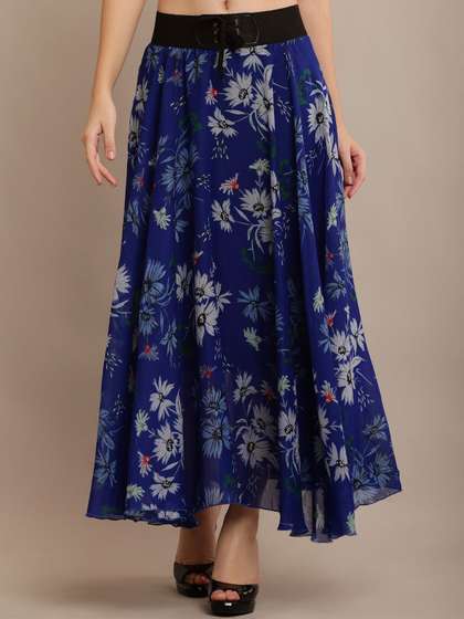 Raabta Fashion Printed Flared Maxi Skirts