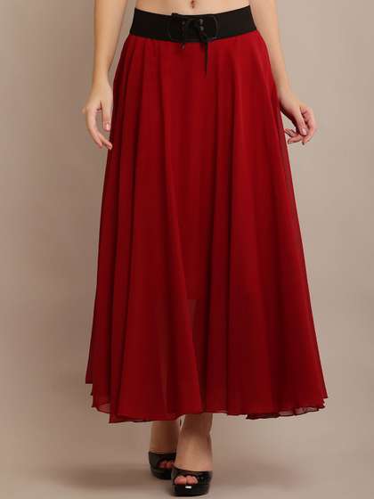 Raabta Fashion Georgette Flared Maxi Skirts