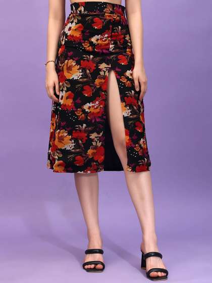 Cation Flared Midi Floral Skirts