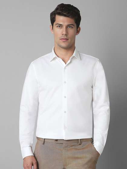Louis Philippe Men Spread Collar Solid Cotton Slim Fit Formal Shirt