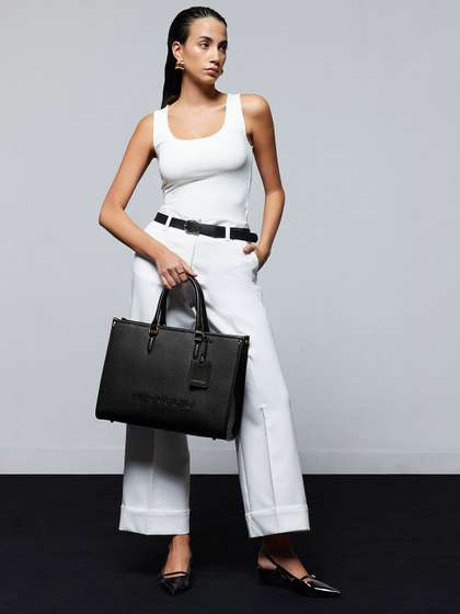 MIRAGGIO Denice 2.0 Black Tote Bag with Adjustable & Detachable Sling