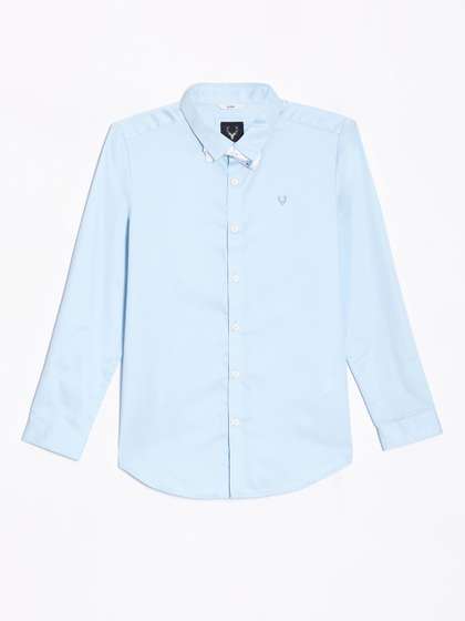 Allen Solly Junior
                      Boys Spread Collar Solid Cotton Slim Fit Casual
                      Shirt