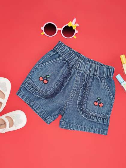 Pantaloons Baby Washed Printed Denim Shorts