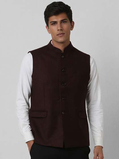 Van Heusen Textured Slim Fit Nehru Jacket