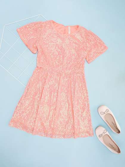 Pantaloons Junior Girls
                    Embellished Sequined Fit & Flare Knee Length
                    Dress