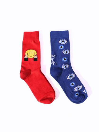 Thela Gaadi Pack Of 2
                    Patterned Calf-Length Socks