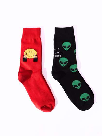 Thela Gaadi Unisex Pack
                    Of 2 Patterned Calf Length Socks