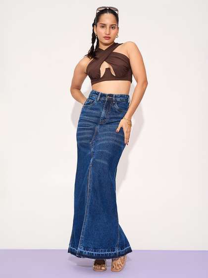 FREAKINS Women Mid Slit Maxi Skirts