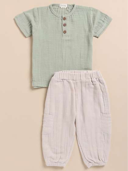 COT & CANDY Kids
                    Organic Cotton Kids Henley Neck T-shirt with
                    Joggers