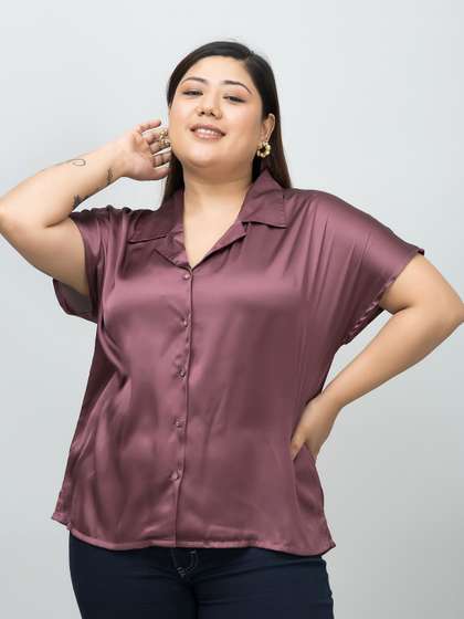 PURYS PLUS Women
                          Casual Satin Shirt