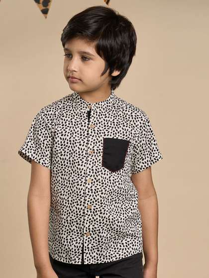 LIL DRAMA Boys Original
                    Animal Opaque Printed Party Shirt