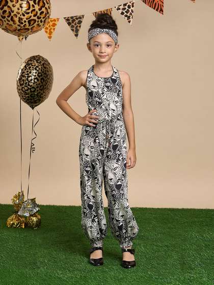 LIL DRAMA Girls Printed
                    Basic Jumpsuit