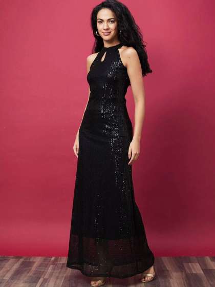 The Roadster Lifestyle Co Women Embellished Keyhole Neck Sleeveless Maxi Dress