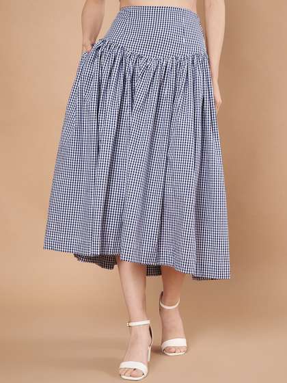 Hencemade Checked Flared Midi Skirts