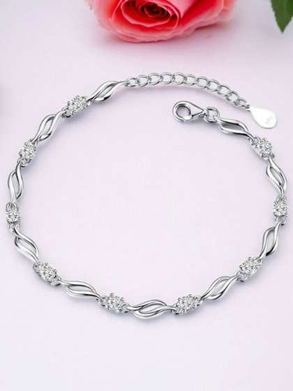 Nilu's Collection
                        Women Cubic Zirconia Silver-Plated Wraparound
                        Bracelet