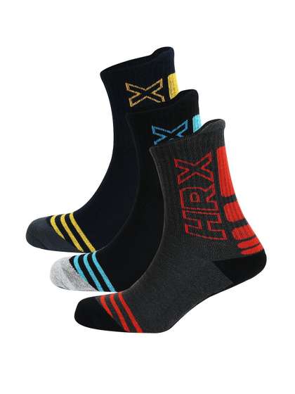 HRX by Hrithik Roshan
                      X fwd Men Cotton Pack Of 3 Patterned Padded
                      Underfoot Mid Calf Socks