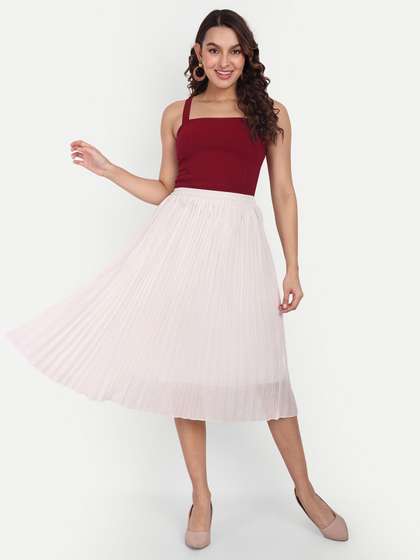 Aaruvi Ruchi Verma Pleated Flared Midi Skirts