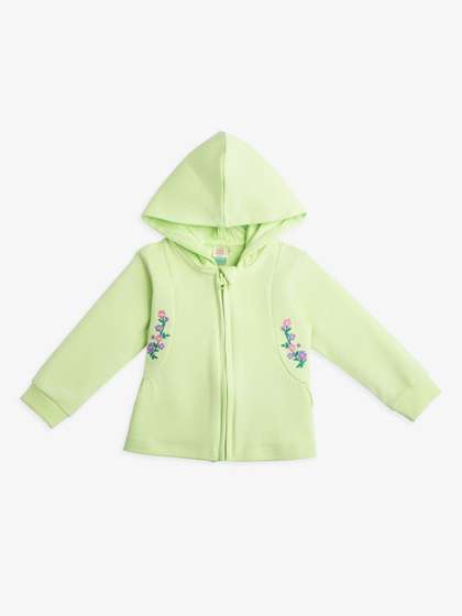 Ed-a-Mamma Baby Girls
                    Floral Outdoor Open Front Jacket with Embroidered