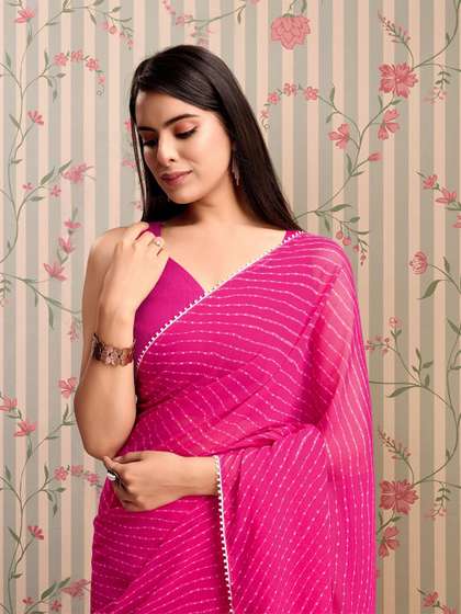 Ode by House of Pataudi Striped Leheriya Saree