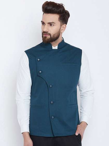 Hypernation Solid Pure Cotton Nehru Jacket
