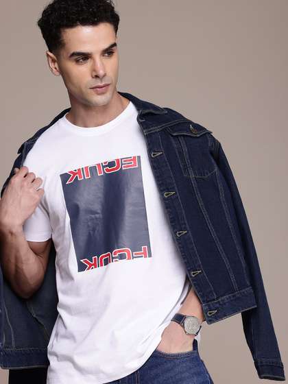 FCUK Brand Logo Printed Pure Cotton T-shirt