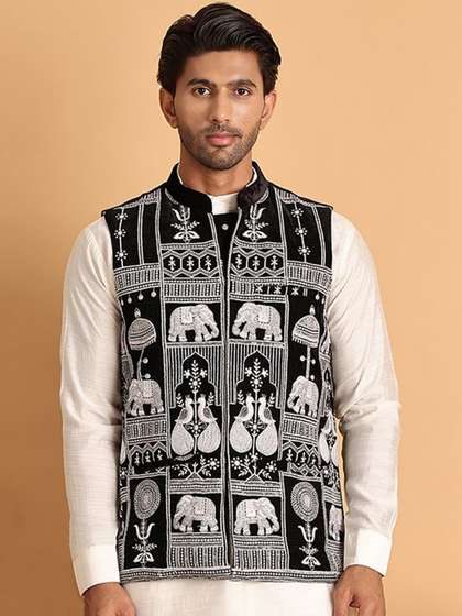 Jompers Men Embroidered Nehru Jackets