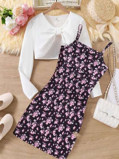 BAESD Floral Print
                    Applique Crepe A-Line Maxi Dress