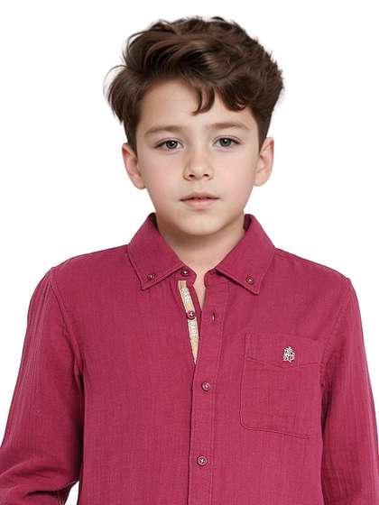 Rare Ones Boys Crinkle
                    Effect Solid Shirt