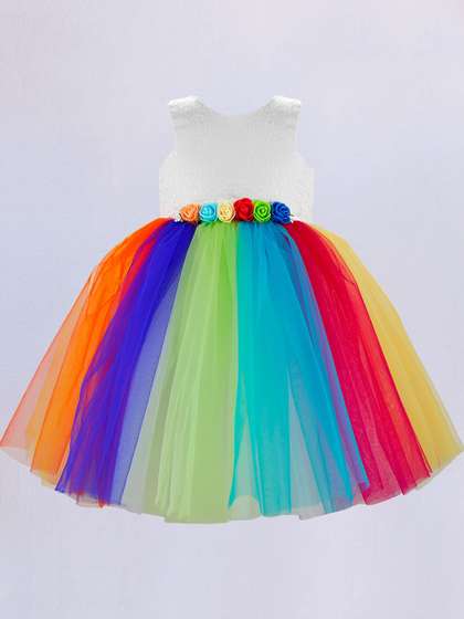 STANWELLS KIDS Girls
                      Embellished Sleeveless Net Fit & Flare Dress