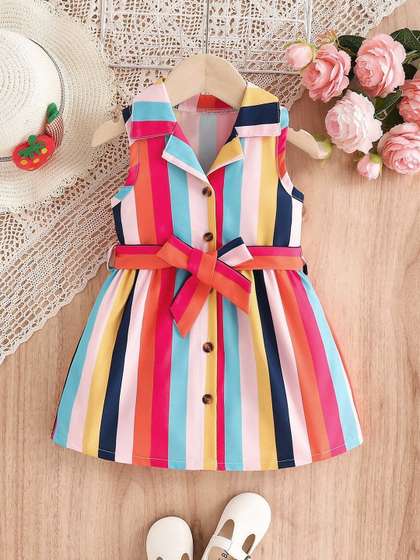Arshia Fashions Striped
                    Shirt Dress