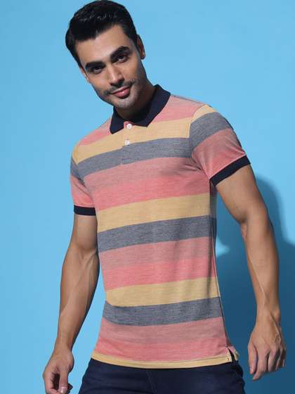 Roadster The Lifestyle Co Striped Polo Collar T-Shirt