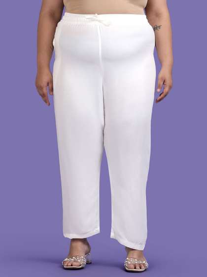 TWIN BIRDS Plus Size
                        Women Solid Woven Relaxed Fit Palazzos