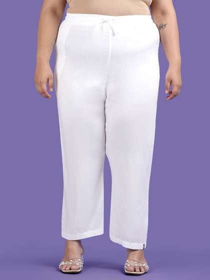 TWIN BIRDS Plus Size
                        Women Solid Woven Relaxed Fit Palazzos