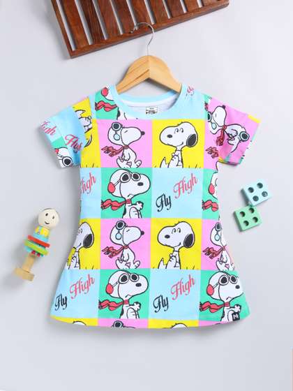 YK X Minute Mirth Girls
                    Snoopy Printed Pure Cotton A-Line Dress
