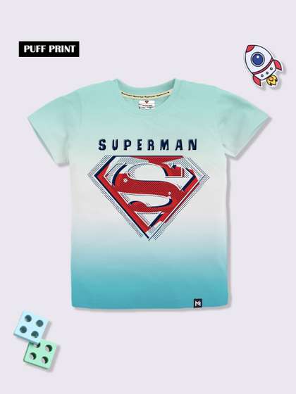 YK X Minute Mirth Boys Superman Printed Ombre T-shirt