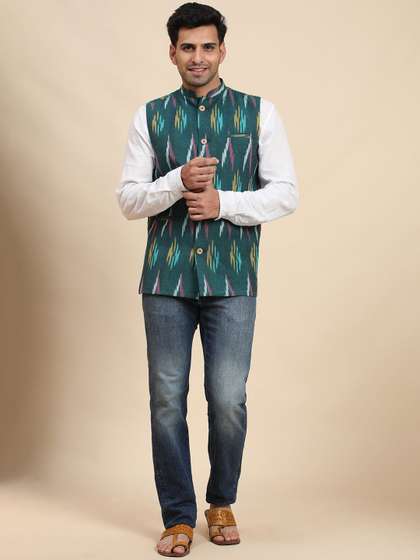 SKAVIJ Printed Woven Nehru Jackets