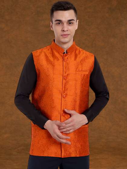 SKAVIJ Men Printed Woven Nehru Jacket