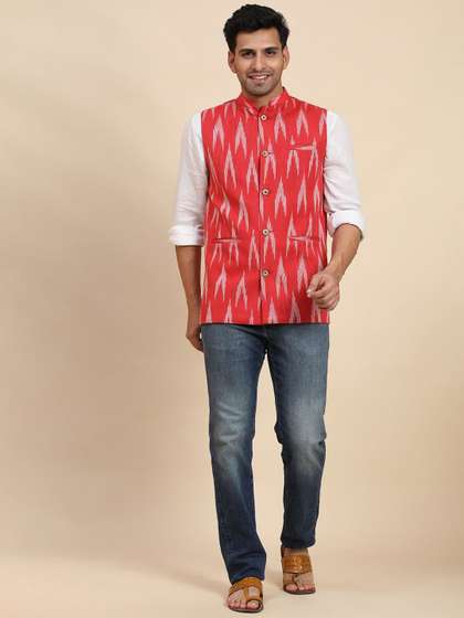 SKAVIJ Men Printed Woven Nehru Jacket
