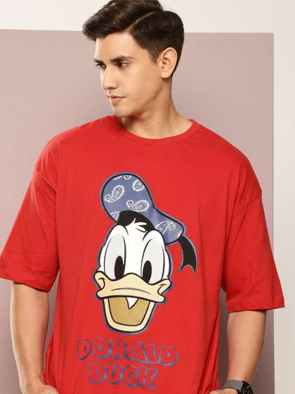 Kook N Keech Disney Donald Duck Printed Drop-Shoulder Sleeve Pure Cotton Oversized T-shirt