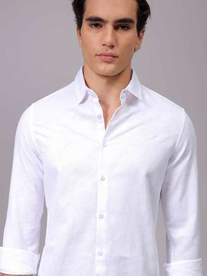The Indian Garage Co
                        Men Spread Collar Textured Cotton Slim Fit
                        Formal Shirt