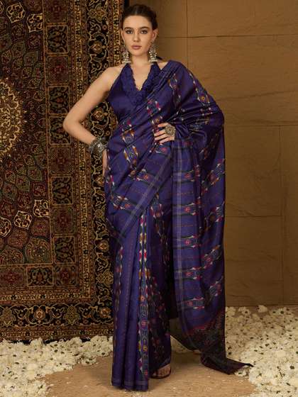 Saree mall Silk
                        Blend Designer Ikat Sarees