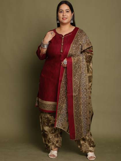 Rajnandini Women Floral Printed Regular Kurta with Trousers & With Dupatta