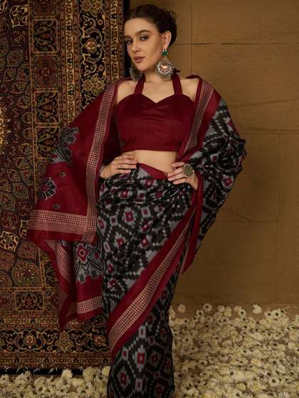 Saree mall Silk
                        Blend Ikat Sarees