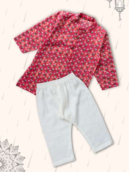 Peekaaboo Kids Boys
                    Ethnic Motifs Printed Regular Pure Cotton Kurta with
                    Pyjamas