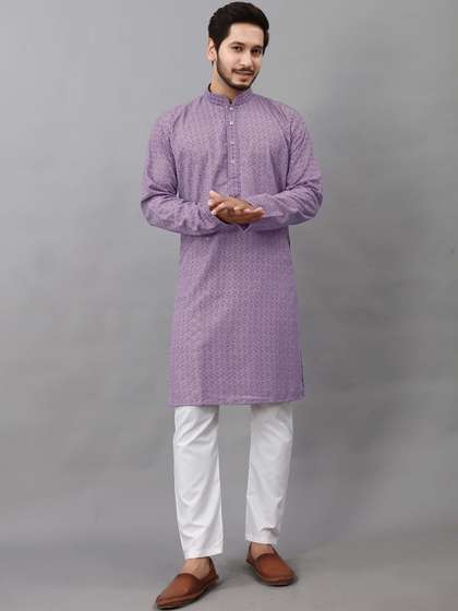ALMORA Men Ethnic Motifs Embroidered Mirror Work Kurta