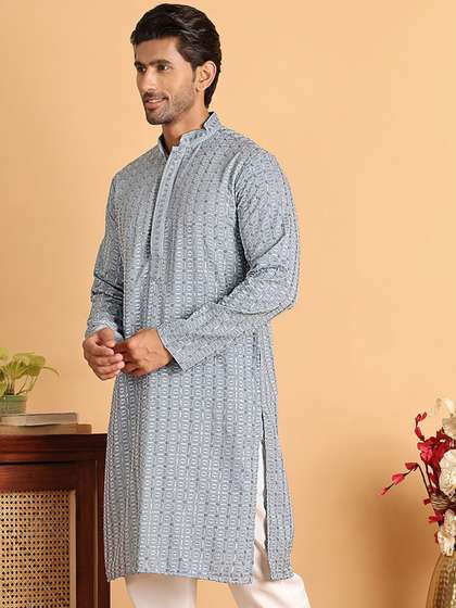Anouk Men Geometric Embroidered Kurta