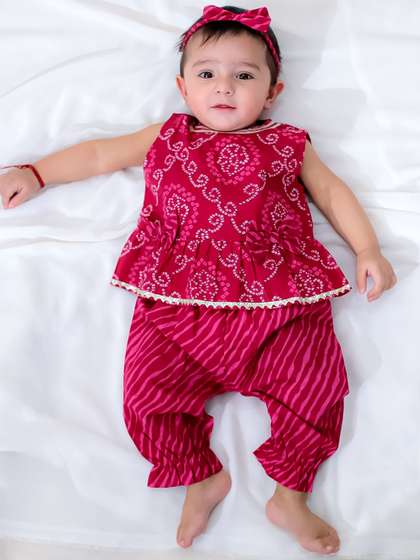 BownBee Girls
                        Printed Top with Dhoti Pants