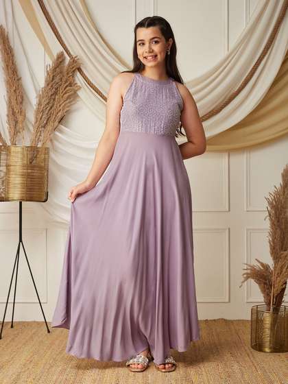 BAESD Girls Halter-Neck
                    Sleeveless Embellished Fit & Flare Viscose-Rayon
                    Maxi Party Dress
