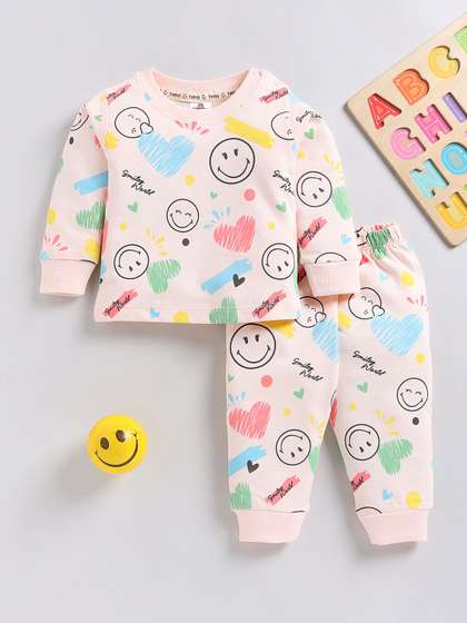 YK X Tinyo Infants Girls
                    Printed Pure Cotton T-shirt and Jogger