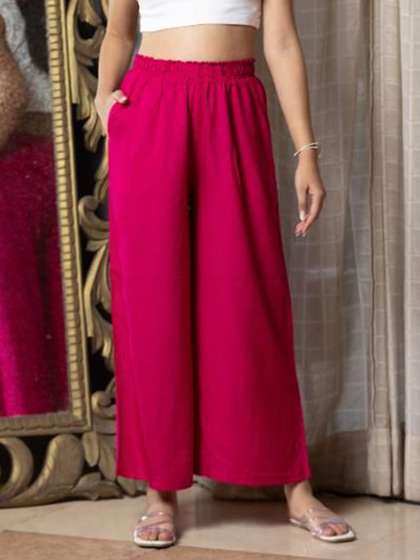 Mlada Women Mid Rise
                      Regular Fit Rayon Casual Palazzo